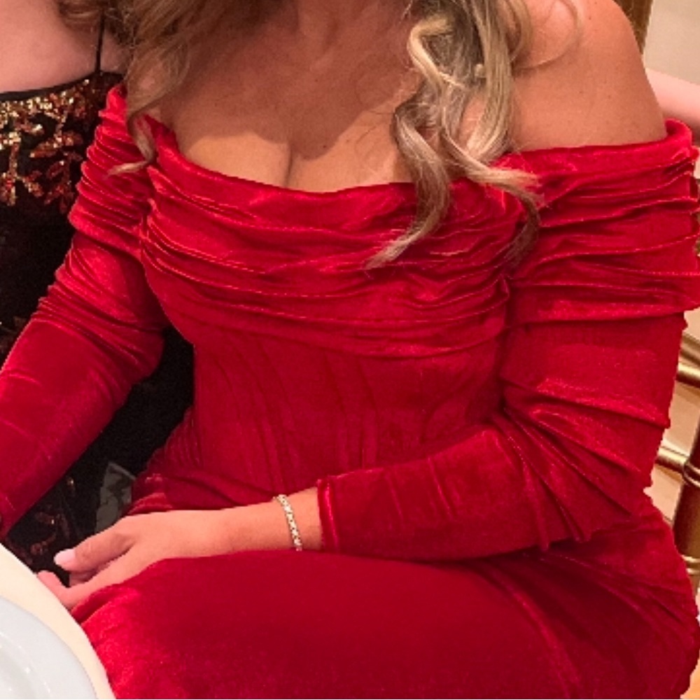 Gorgeous Tabija Custom Made Red Velvet Dress - image 2